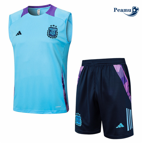 Maillot foot Kit Entrainement Argentine Debardeur + Shorts Bleu 2024-2025 Officiel