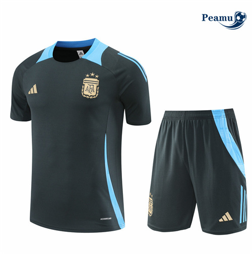 Maillot foot Kit Entrainement Argentine Enfant + Shorts Gris foncé 2024-2025 Officiel