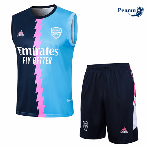 Maillot foot Kit Entrainement Arsenal Debardeur + Shorts Bleu 2024-2025 Original