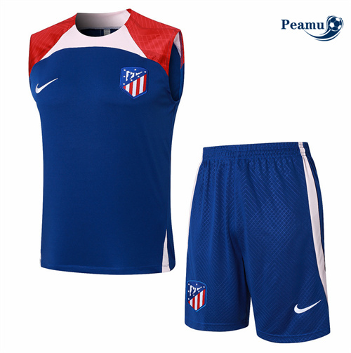 Maillot foot Kit Entrainement Atletico Madrid Debardeur + Shorts Bleu 2024-2025 grossiste