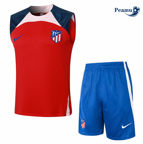 Maillot foot Kit Entrainement Atletico Madrid Debardeur + Shorts Rouge 2024-2025 discout