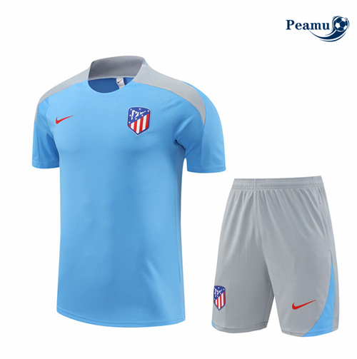 Maillot foot Kit Entrainement Atletico Madrid Enfant + Shorts Bleu 2024-2025 personnalisé