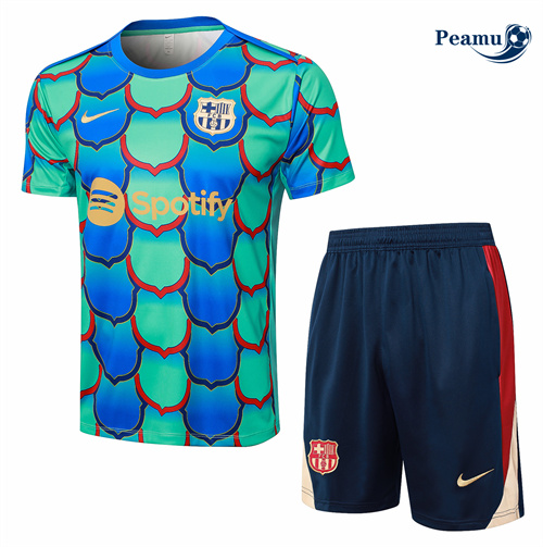 Maillot foot Kit Entrainement Barcelone + Shorts Vert 2024-2025 France