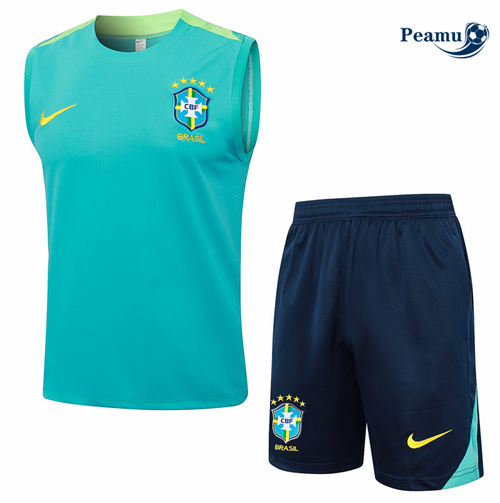 Maillot foot Kit Entrainement Brésil Debardeur + Shorts bleu ciel 2024-2025 prix