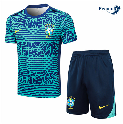 Maillot foot Kit Entrainement Brésil + Shorts Bleu 2024-2025 Outlet