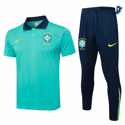 Maillot foot Kit Entrainement Brésil polo + Pantalon bleu ciel 2024-2025 Soldes