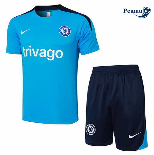 Maillot foot Kit Entrainement Chelsea + Shorts Bleu 2024-2025 personnalisé