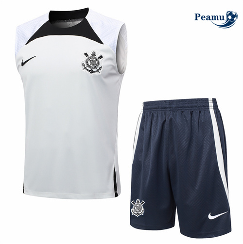 Maillot foot Kit Entrainement Corinthians Debardeur + Shorts Gris Clair 2024-2025 Outlet