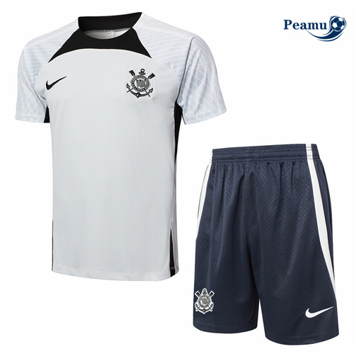 Maillot foot Kit Entrainement Corinthians + Shorts Gris Clair 2024-2025 grossiste