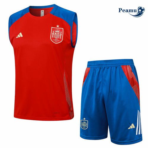 Maillot foot Kit Entrainement Espagne Debardeur + Shorts Rouge 2024-2025 discout