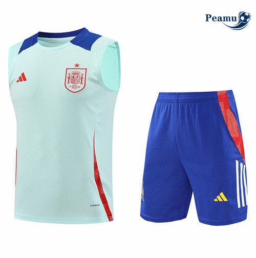 Maillot foot Kit Entrainement Espagne Debardeur + Shorts Bleu 2024-2025 Paris