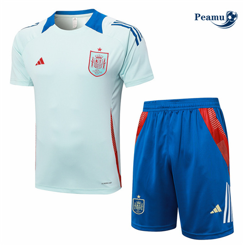 Maillot foot Kit Entrainement Espagne + Shorts Bleu 2024-2025 personnalisé