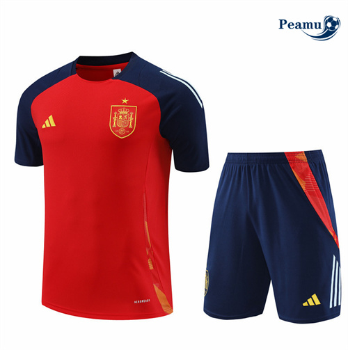 Maillot foot Kit Entrainement Espagne + Shorts Rouge 2024-2025 Officiel