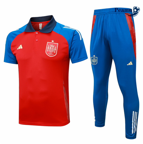 Maillot foot Kit Entrainement Espagne polo + Pantalon Rouge 2024-2025 Soldes