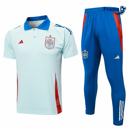 Maillot foot Kit Entrainement Espagne polo + Pantalon Bleu 2024-2025 Chinois