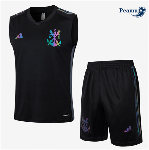 Maillot foot Kit Entrainement Flamengo Debardeur + Shorts Noir 2024-2025 France