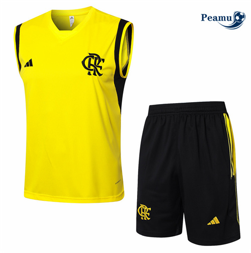 Maillot foot Kit Entrainement Flamengo Debardeur + Shorts Jaune 2024-2025 personnalisé