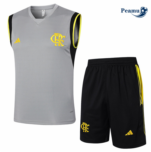Maillot foot Kit Entrainement Flamengo Debardeur + Shorts Gris 2024-2025 Officiel