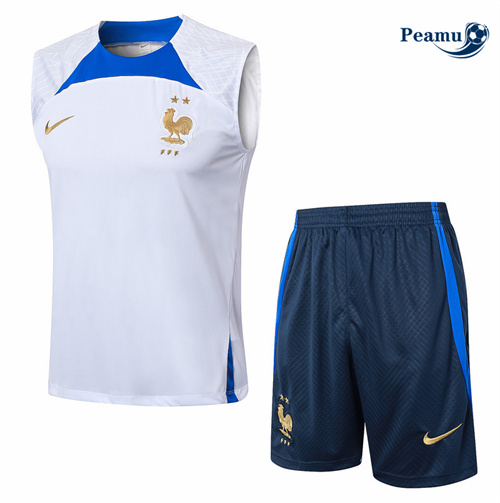Maillot foot Kit Entrainement France Debardeur + Shorts Blanc 2024-2025 grossiste
