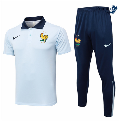 Maillot foot Kit Entrainement France polo + Pantalon Bleu 2024-2025 grossiste