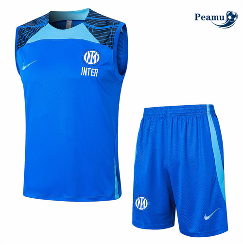 Maillot foot Kit Entrainement Inter Milan Debardeur + Shorts bleu ciel 2024-2025 France