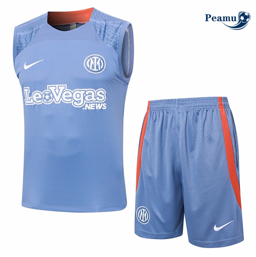 Maillot foot Kit Entrainement Inter Milan Debardeur + Shorts Gris Clair 2024-2025 personnalisé
