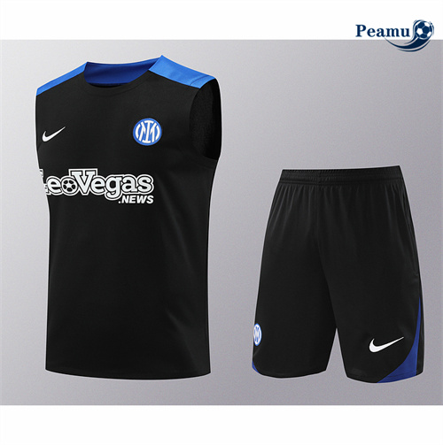 Maillot foot Kit Entrainement Inter Milan Debardeur + Shorts Noir 2024-2025 Original