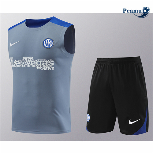 Maillot foot Kit Entrainement Inter Milan Debardeur + Shorts Gris 2024-2025 prix