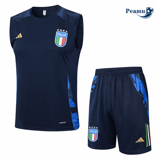 Maillot foot Kit Entrainement Italie Debardeur + Shorts Bleu Marine 2024-2025 discout