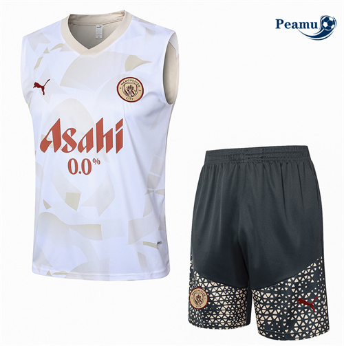 Maillot foot Kit Entrainement Manchester City Debardeur + Shorts Jaune 2024-2025 Chinois