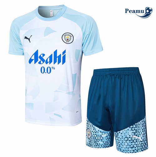 Maillot foot Kit Entrainement Manchester City + Shorts Bleu 2024-2025 grossiste