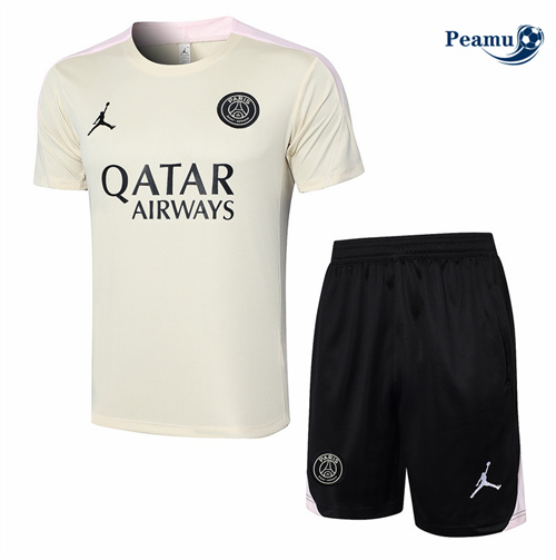 Maillot foot Kit Entrainement Paris PSG + Shorts Jaune 2024-2025 Outlet