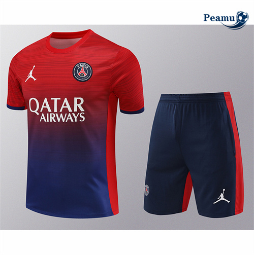 Maillot foot Kit Entrainement Paris PSG + Shorts Rouge 2024-2025 grossiste