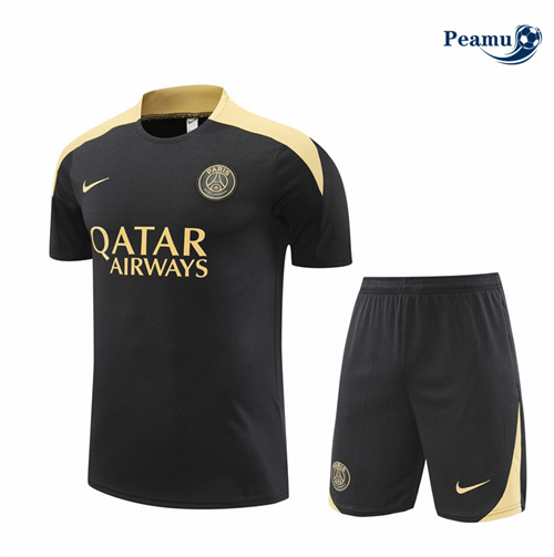 Maillot foot Kit Entrainement Paris PSG Enfant + Shorts Noir 2024-2025 Officiel