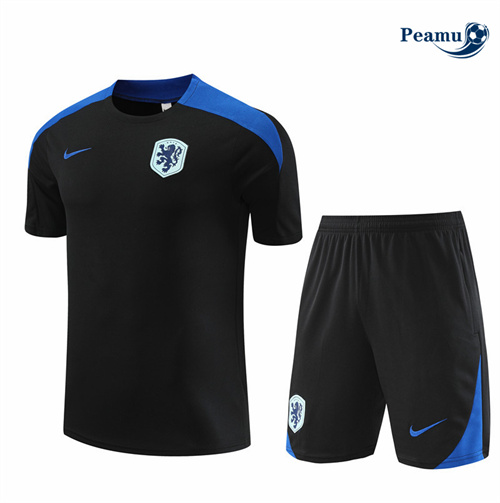 Maillot foot Kit Entrainement Pays-Bas Enfant + Shorts Noir 2024-2025 discout