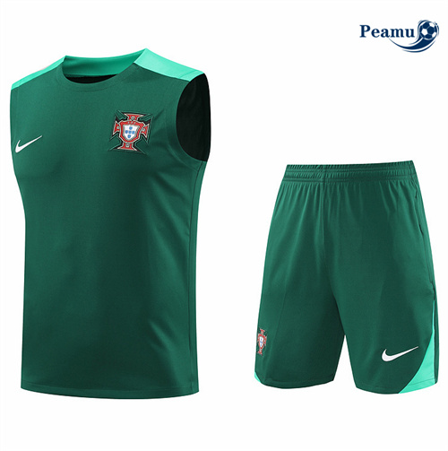 Maillot foot Kit Entrainement Portugal Debardeur + Shorts Vert 2024-2025 Paris