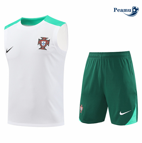 Maillot foot Kit Entrainement Portugal Debardeur + Shorts Blanc 2024-2025 France