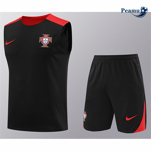 Maillot foot Kit Entrainement Portugal Debardeur + Shorts Noir 2024-2025 Officiel