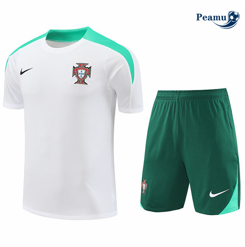 Maillot foot Kit Entrainement Portugal + Shorts Blanc 2024-2025 Outlet