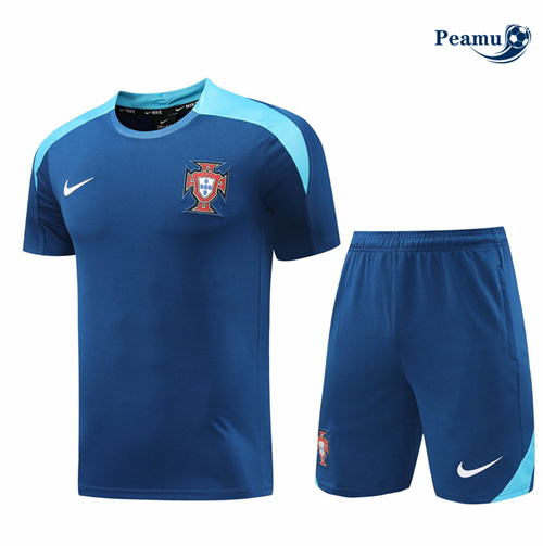 Maillot foot Kit Entrainement Portugal + Shorts Bleu 2024-2025 Soldes