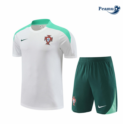 Maillot foot Kit Entrainement Portugal Enfant + Shorts Blanc 2024-2025 Chinois
