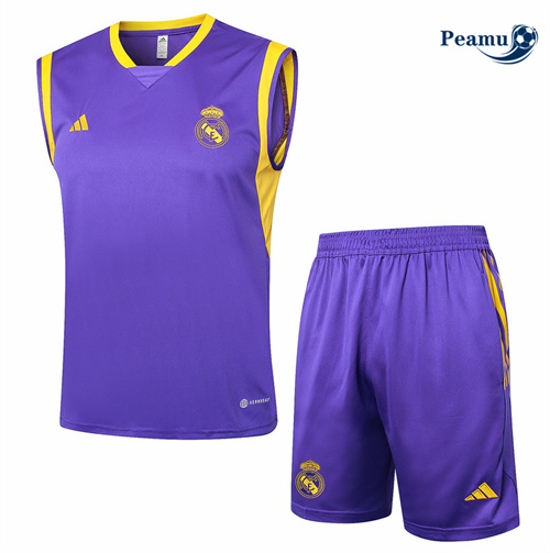 Maillot foot Kit Entrainement Real Madrid Debardeur + Shorts Violet 2024-2025 Outlet