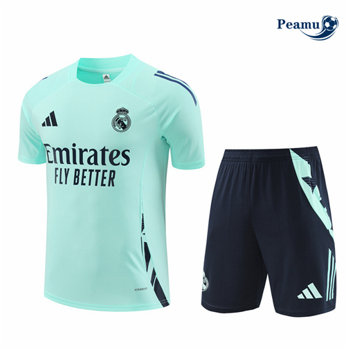 Maillot foot Kit Entrainement Real Madrid + Shorts bleu ciel 2024-2025 personnalisé