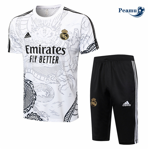Maillot foot Kit Entrainement Real Madrid + Shorts Blanc 2024-2025 Outlet
