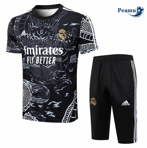 Maillot foot Kit Entrainement Real Madrid + Shorts Noir 2024-2025 Soldes