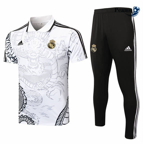 Maillot foot Kit Entrainement Real Madrid polo + Pantalon Blanc 2024-2025 Chinois