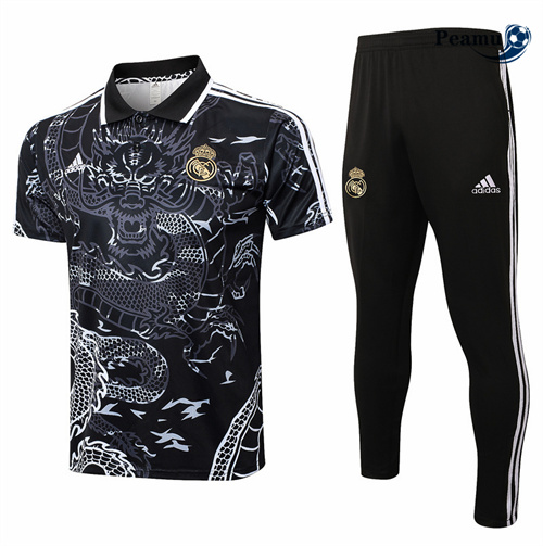 Maillot foot Kit Entrainement Real Madrid polo + Pantalon Noir 2024-2025 grossiste