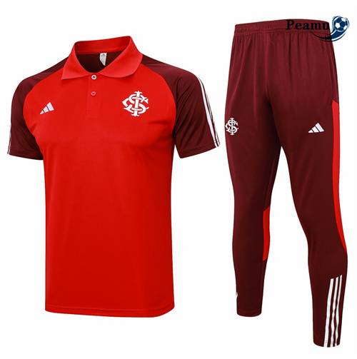 Maillot foot Kit Entrainement SC Internacional polo + Pantalon Rouge 2024-2025 Soldes