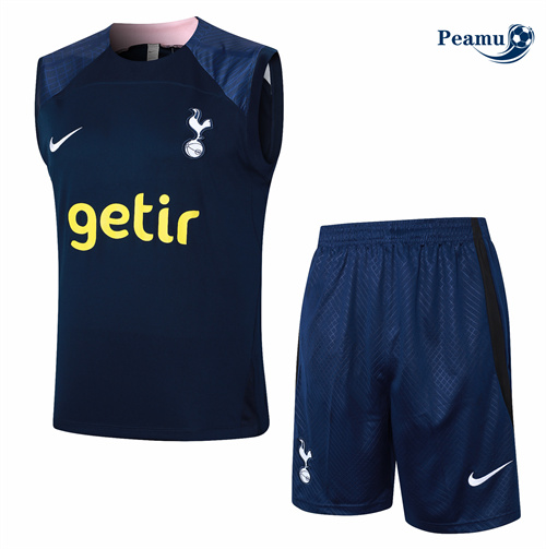 Maillot foot Kit Entrainement Tottenham Hotspur Debardeur + Shorts Bleu Marine 2024-2025 Chinois