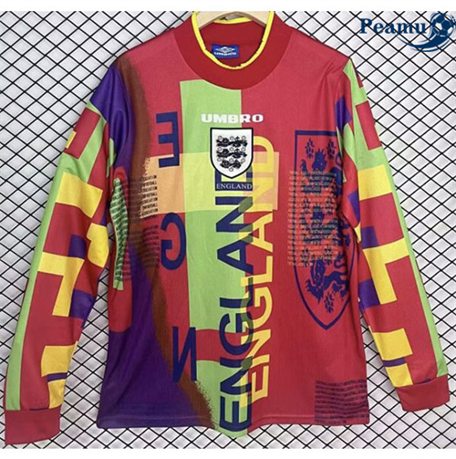 Classico Maglie Angleterre Maillot Gardien De But Manche Longue Rouge 1996 prix